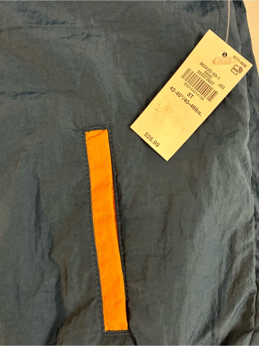 Old Navy Kids Navy and Orange Windbreaker Jacket size 5T new